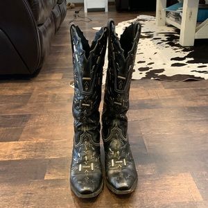 Lane boots size 7.5, charcoal gray in color with silver metal embellishments